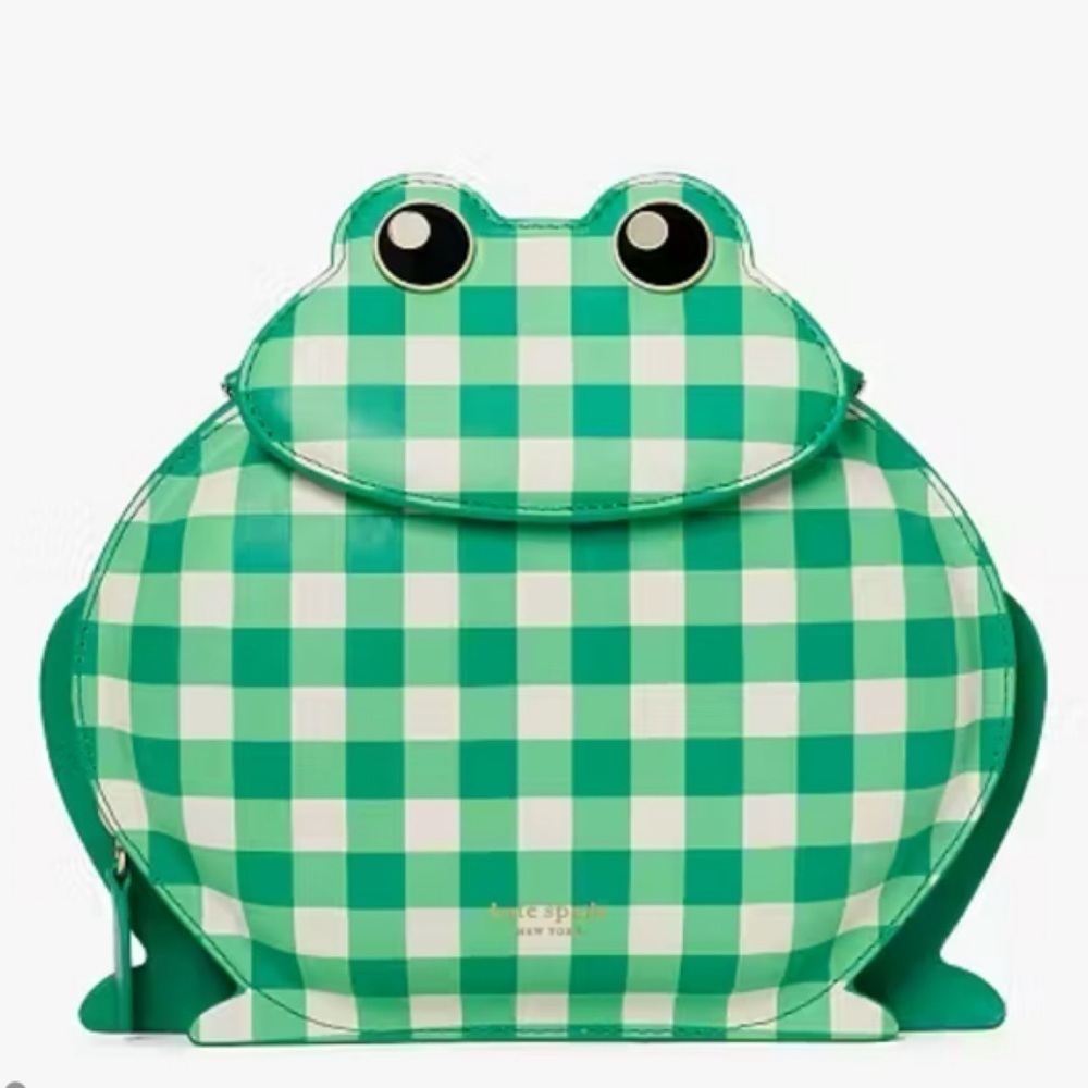 Kate Spade NY Green Gingham Hoppkins Frog Plaid Crossbody Bag NWT! - Picture 2 of 16